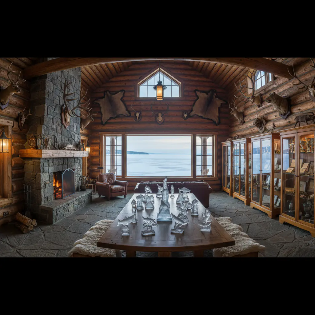 Frozen lake trophy room background